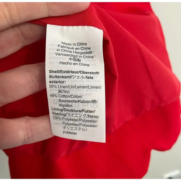 J Crew Cherry Red Cropped Scalloped Hem Blazer - Picture 4 of 6